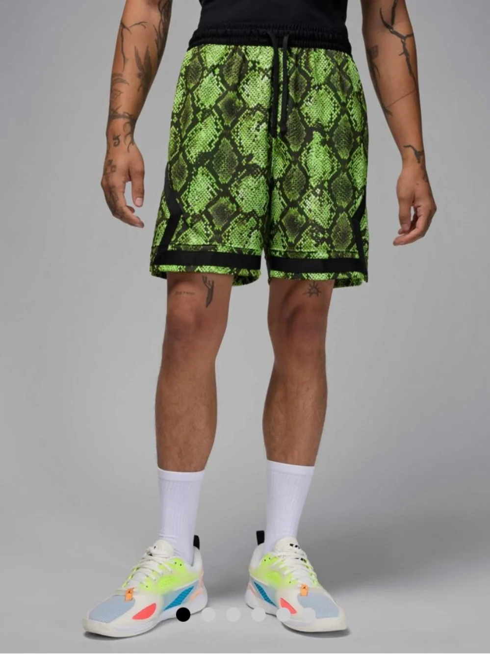 NEW JORDAN DRI-FIT SPORT MESH DIAMOND SHORTS Snakeskin ELECTRIC GREEN MENS LARGE